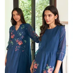 These beautiful blue kurtas, one with delicate floral embroidery and the other with fine pintucks, are perfect for a day out. They represent the kind of effortless, breathable luxury that I love to find for my clients' everyday wardrobes.