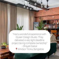 "Had a wonderful design experience with Elysian Design Studio. They delivered a very tight deadline project taking complete ownership." We pride ourselves on our project management and commitment to deadlines. Thank you, Shayeri, for this wonderful feedback.