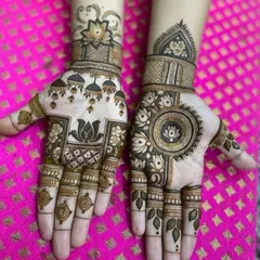 A duplicate of image 12, showcasing a beautiful design with a central mandala and hanging 'jhumki' motifs, both featuring the elegant lotus flower.