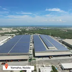 The expansive 8.07 MWp rooftop solar plant at the Yamaha facility in Noida. This is one of India's largest on-site solar projects, showcasing our expertise in powering the automotive sector's transition to cleaner manufacturing processes.