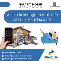 This visual captures the ultimate benefit of our system. A single click is all it takes to manage your home, giving you peace of mind and more time to relax. Our solutions are designed to be easy, simple, and secure.