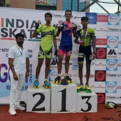 A proud coach moment at the 6th National Ranking Championship in Goa. My student's gold medal win is a testament to his hard work and our focused training on race tactics.