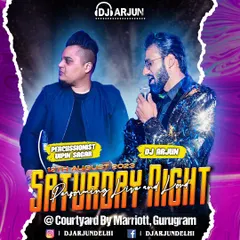 The DJ and percussionist fusion is one of my signature offerings. Here I am with the talented Vipin Sagar, adding a live instrumental layer to the DJ set for a high-impact performance at the Courtyard by Marriott.