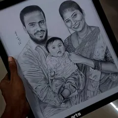 A perfect family moment, captured forever in pencil and charcoal. I love creating these custom family portraits to celebrate the bond you share, turning a photograph into a timeless piece of art for your home.