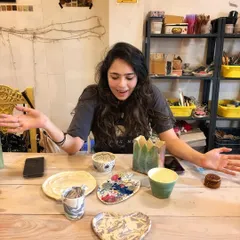 This is the beautiful result of just letting go and playing with clay. I love seeing the pride and happiness on a student's face when they see all their creations from the beginner's course laid out. Each piece tells a story of their unique journey.