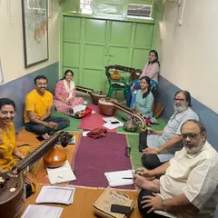 Another candid moment from our 'Meera Tarangini' musical workshop. These sessions are filled with collaboration, creativity, and the shared passion for bringing a grand musical vision to life.