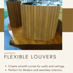 Flexible louvers are one of my go-to materials for creating seamless curves on walls and ceilings. This image shows a sample piece, highlighting the clean, vertical lines that bring a modern and sophisticated feel to any interior.
