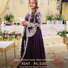 This Indo-western saree gown with a jacket is a unique fusion look that is sure to turn heads.