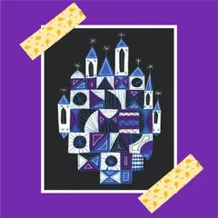 We start our Mary Blair project by studying her iconic, geometric castle designs for Disney's "It's a Small World." Her use of color and shape is a fantastic lesson in composition.