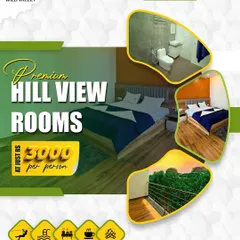 A glimpse into our Premium Hill View Rooms at the Mountain Bear resort. These rooms offer modern comfort, a spacious layout, and a private balcony with stunning views of the Ramanagara hills.