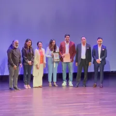 On stage receiving the Best Young Practices Architecture award at the Antarya Awards. This was a proud moment for the entire Maze Concept team.