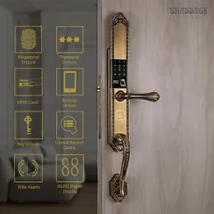 Our digital lock offers a multitude of ways to secure your home, from fingerprint and password unlock to RFID cards and remote access. The integrated OLED display and rifle alarm system provide both convenience and peace of mind, all within a beautifully designed antique brass finish entrance set.