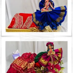 We love bringing traditional elegance to life with our trousseau and festive packing. Here, we've artfully draped a beautiful saree to create a doll-like figure, turning a gift of clothing into a stunning piece of art for a Teej celebration.