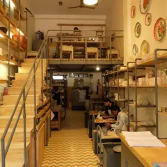 A look inside our two-level Nehru Place studio. It's a busy, creative hub with wheels downstairs and more space for hand-building and courses on the mezzanine.
