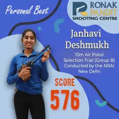 A personal best for Janhavi Deshmukh after we systematically integrated sport science with her technical training. By using balance pads to improve her body stability, we helped her achieve a new peak performance of 576 in 10m Air Pistol.