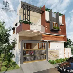 A 3D concept for Mr. Prasanna's family home on a 30x50 plot. We used an earthly color palette with brick textures and geometric patterns to create a striking, contemporary elevation that stands out.