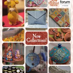A small glimpse of what's to come. This collage showcases the variety of handmade treasures, from crochet toys and clay Ganeshas to rugs and silver jewellery.