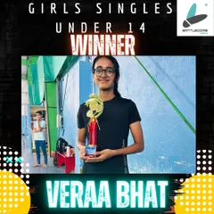 I am incredibly proud of Veeraa Bhat for winning the Under 14 Girls Singles category. Her dedication during our youth shuttle practice sessions is an inspiration to her peers.