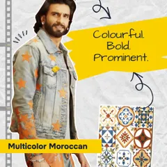 Ranveer Singh's energy is unmatched, just like this Multicolor Moroccan tile. It's colorful, bold, and prominent, making a statement wherever it's placed.