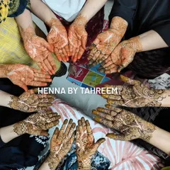 A beautiful circle of hands, each with a unique henna design. This photo captures the joy and community of a mehendi celebration, and I'm so grateful to be a part of these moments.