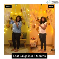 Shefali's journey is truly inspiring. She lost 24 kgs in 3.5 months, achieving a goal she had struggled with for over 10 years. Her dedication combined with our method delivered incredible results.