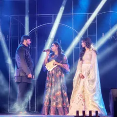 On stage with the happy couple during their Sangeet. I love interacting with them, sharing their story, and making them feel comfortable and celebrated in front of their loved ones.