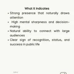 These are the key indicators associated with a "fame" forehead. It points to a strong presence, sharp decision making skills, and a clear path toward success and status in public life.