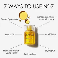 Olaplex No.7 Bonding Oil is a multi-purpose hero. It reduces frizz, adds shine, provides heat protection up to 450°F, and increases softness and color vibrancy. It can even be used as a beard oil.