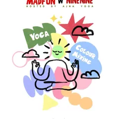 A fun and colorful illustration that captures the spirit of my "MaDFun" workshops, where we blend yoga, color mixing, and pure creative joy.