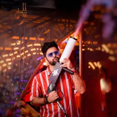 Bringing the big guns for a big party. Whether it's a wedding sangeet or a club night, I make sure the production matches the energy. Firing up the CO2 gun is just one way we create total mayhem on the dance floor.