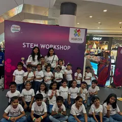 The whole crew together after a successful performance and workshop at Vega City. We are so proud of every student who participated and danced their hearts out.