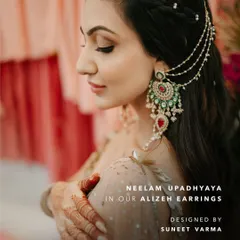 For her Mehendi, we chose the stunning Alizeh Earrings for Neelam. The intricate design and cascading chains added a touch of playful elegance, perfect for the celebratory and vibrant atmosphere of the event.