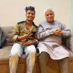 On the set for a movie promotion with the legendary Javed Akhtar. It's always an honor to be a part of such creative projects and work alongside industry icons.