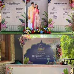 Hospitality is key to a great guest experience. We set up a dedicated hospitality desk with a clear wedding itinerary so guests feel welcomed, informed, and cared for from the moment they arrive.