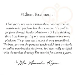This is why I do what I do. Unlike online platforms, I provide a personal touch that makes all the difference. This testimonial from Mr. Aneesh Kapoor highlights the smooth, streamlined, and satisfying experience I strive to offer every client.