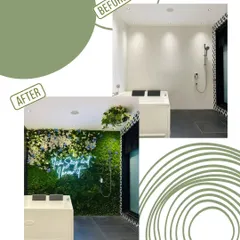 She wanted a little nature, so we gave her a retreat. This side-by-side comparison shows how a single green wall can turn an ordinary bathroom into a personal sanctuary.