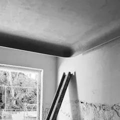 A work-in-progress shot of a curved ceiling detail. We obsess over achieving the perfect curve, as these subtle details have a profound impact on the feeling of a space, making it feel softer and more continuous.