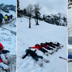 Who says trekking is all serious? Having some fun and making snow angels is a must do on the Kedarkantha trek, where you are surrounded by fresh, soft snow.