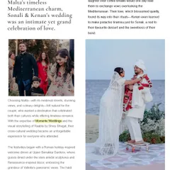 A snippet from the Brides Today feature on our Maltese wedding. We blended Indian and Turkish traditions against Malta's timeless Mediterranean charm for an intimate yet grand celebration.