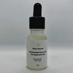 This is my Niacinamide Serum with 1% Hyaluronic Acid, a powerhouse for improving skin texture and achieving a healthy, radiant look. It's a gentle yet effective addition to any daily skincare routine.