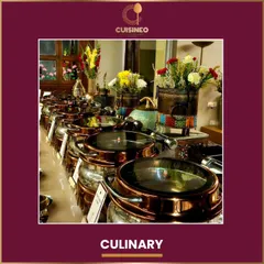 A closer look at our premium, copper-toned chafing dishes that keep your food perfectly warm. We invest in the best equipment because we believe every detail contributes to a flawless catering experience.