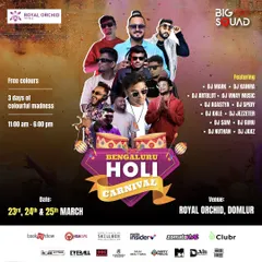 The full artist lineup for the Bengaluru Holi Carnival. I was featured among a great list of DJs, bringing my unique sound to the festival of colors.