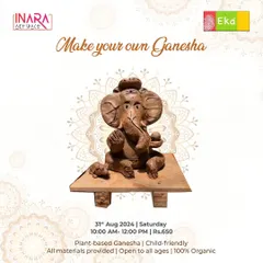 Make your own eco-friendly Ganesha with us. This workshop is open to all ages and is a wonderful way to prepare for the festival while being kind to our planet.