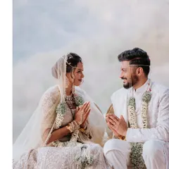 A sacred union in Rishikesh, with the tranquil Ganges flowing in the background. This image captures the spiritual and serene atmosphere of a wedding nestled in the mountains.