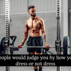 A powerful stance with a barbell in a squat rack. This image is about the presence and confidence you build along with your body.