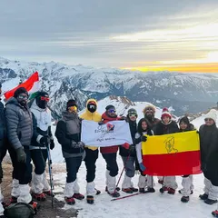 This is what pure joy and achievement look like. Our group at the Kedarkantha summit, proudly holding the flags high. We handle all the logistics so you can focus on moments like this.