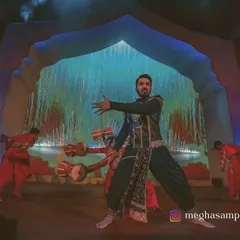 A powerful moment from our performance at the Indian Pavilion in Riyadh. Our shows are designed to be visually spectacular, combining traditional Indian artistry with modern stagecraft to captivate international audiences.