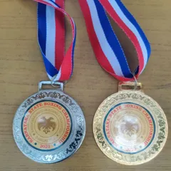 The spoils of victory. The gold and silver medals won by our fighters Scott and Angel at the Karnataka State Boxing Championship.