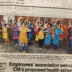 A newspaper clipping from my three-day Bharatanatyam dance workshop in Guwahati. It was a pleasure to teach these young, enthusiastic students and see their progress.