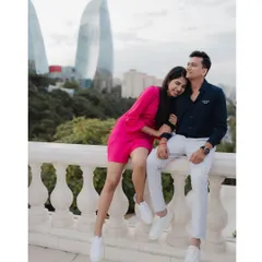 A relaxed and happy moment overlooking the Baku skyline and the Flame Towers. This image shows how we can capture both the grand scale of a city and the comfortable intimacy of a couple.